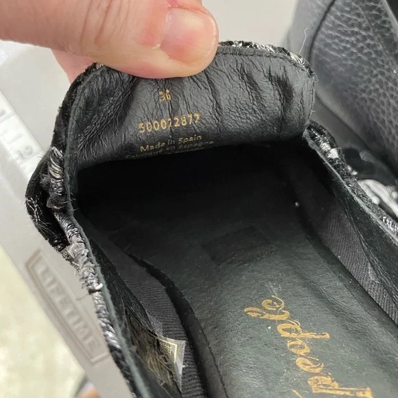 Free People Shoes Black Velvet Mules Silver Embroidered Flowers Size 36 6 - Picture 13 of 14